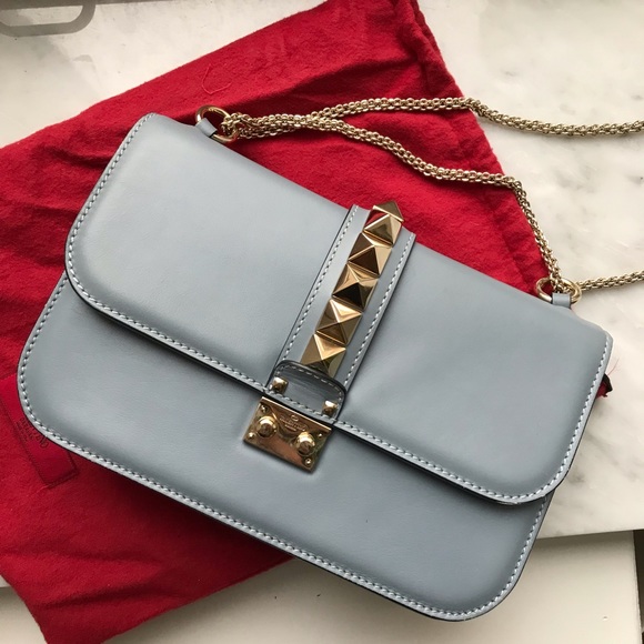 Valentino Rockstud medium bag in light blue color - Picture 1 of 8